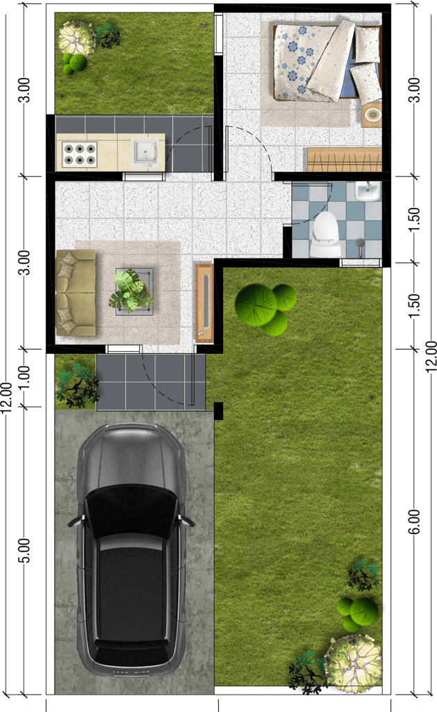 Denah Rumah Prambon Asri Tipe 27